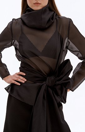 Фото модной одежды - эйфель аксессуар пояс-палантин черный сезон 2018 года