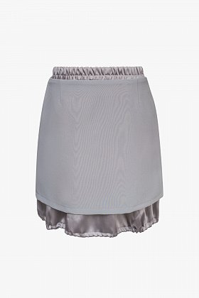 Фото модного деус юбка двойная серо-бежевая сезон 2020 года