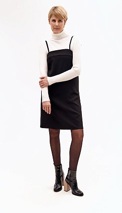 Фото модной одежды - эйфель платье на тонких лямках черное сезон 2020 года