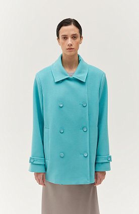 Фото модной одежды - либа пальто короткое бирюза сезон 2020 года