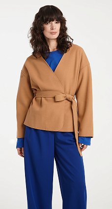 Фото модного элли пальто короткое карамель сезон 2020 года