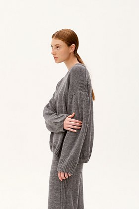 Фото модной одежды - мильфей джемпер вязка под горло серый сезон 2020 года