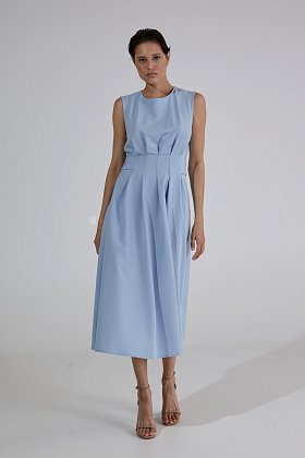 Фото модной одежды - лиина платье без рукавов голубой сезон 2020 года