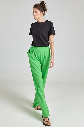 Фото модной одежды - илона брюки лен зелёные сезон 2020 года