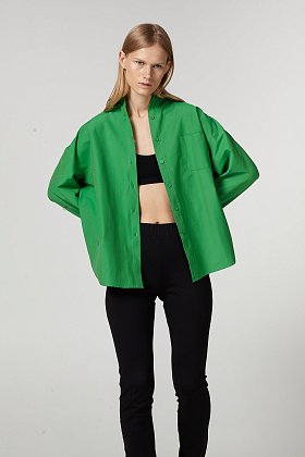 Фото модного монте премиум рубашка оверсайз зеленый сезон 2020 года