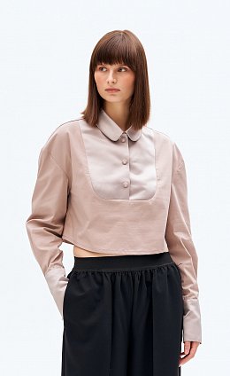 Фото модной одежды - феличе блуза укороченная с манишкой капуччино сезон 2020 года